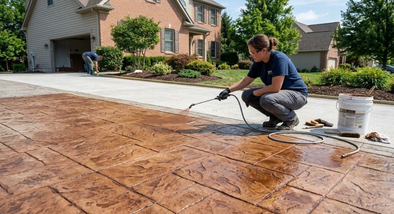 Concrete Driveway Staining in Frisco, TX