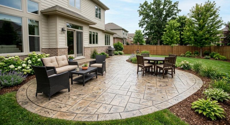 Stamped Concrete Patio Installation in Frisco, TX